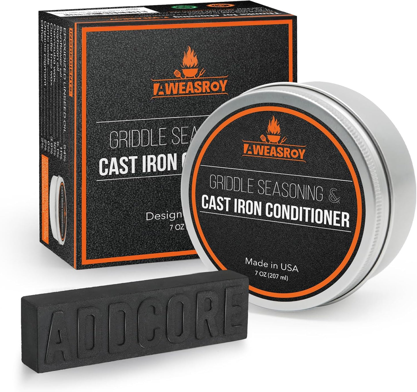 Griddle Seasoning & Cast Iron Seasoning Conditioner 7 OZ Care Kit, with Rust Remover Food Safe Griddle Seasoning for Blackstone, Pans, Carbon Steel – Maintain a Cleaner Non-Stick Skillet