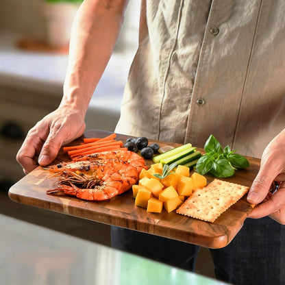 3 Pack Acacia End-Grain Cutting Board Set, End Grain Wooden Chopping Board, Heavy Duty Non Toxic Slip for Kitchen Prep & Charcuterie Serving, Extra Large Butcher Block Best House Warming Gift
