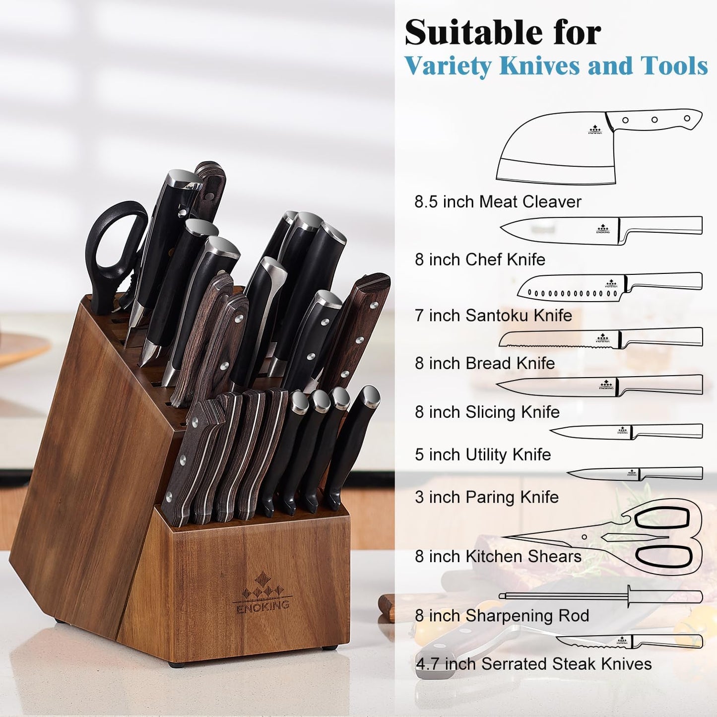 25 Slots and Plastic Lid Universal Knife Block