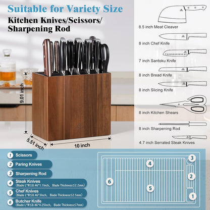 25 Slots and Plastic Lid Universal Knife Block