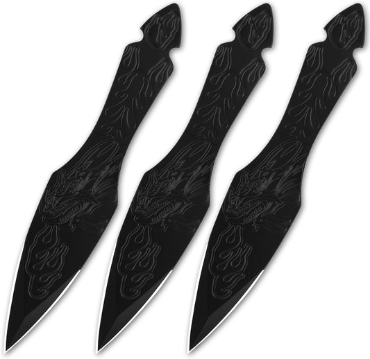 REAT Throwing Knives - 3 Piece, 7.5" 440 Stainless Steel with Full Tang Design, Includes Nylon Carrying Case for Safe Storage,Ninja Kunai Knives for Competition,Recreation,Gifts for Men,Women