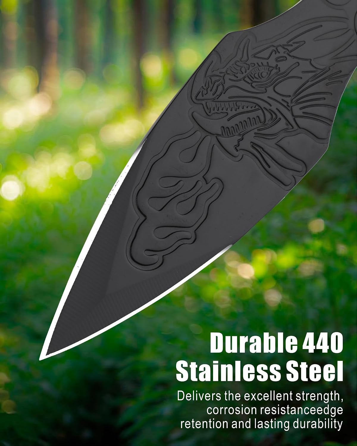 REAT Throwing Knives - 3 Piece, 7.5" 440 Stainless Steel with Full Tang Design, Includes Nylon Carrying Case for Safe Storage,Ninja Kunai Knives for Competition,Recreation,Gifts for Men,Women