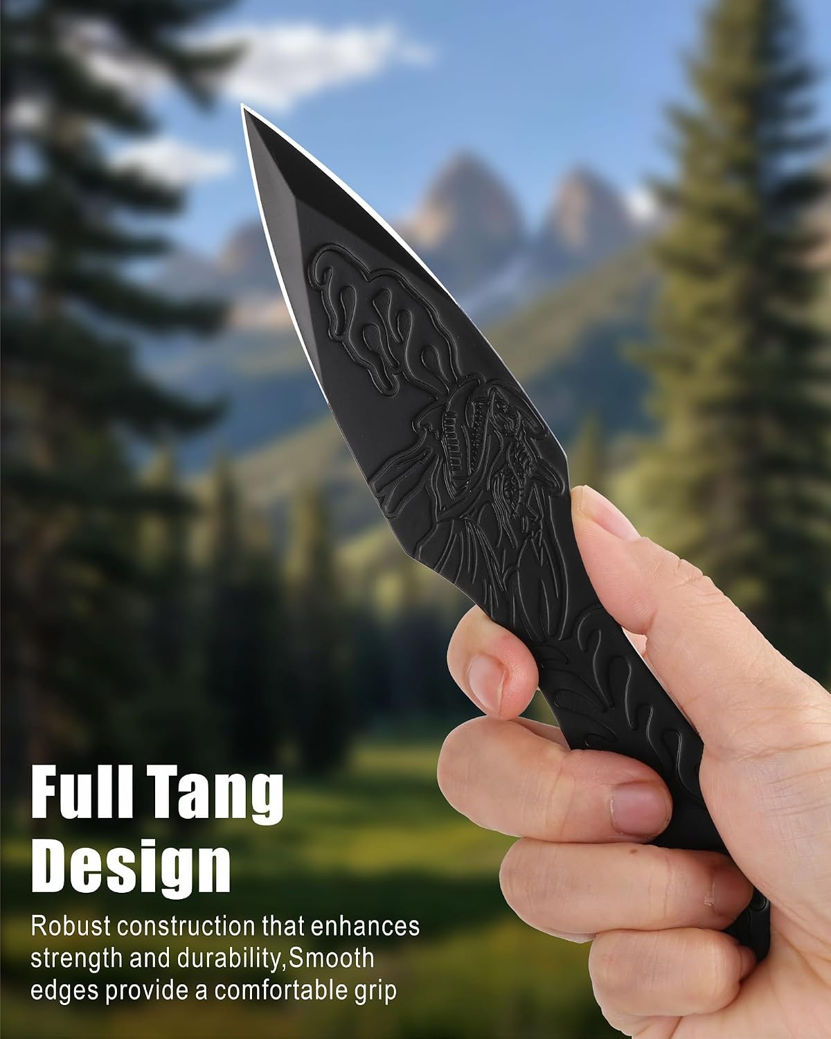 REAT Throwing Knives - 3 Piece, 7.5" 440 Stainless Steel with Full Tang Design, Includes Nylon Carrying Case for Safe Storage,Ninja Kunai Knives for Competition,Recreation,Gifts for Men,Women