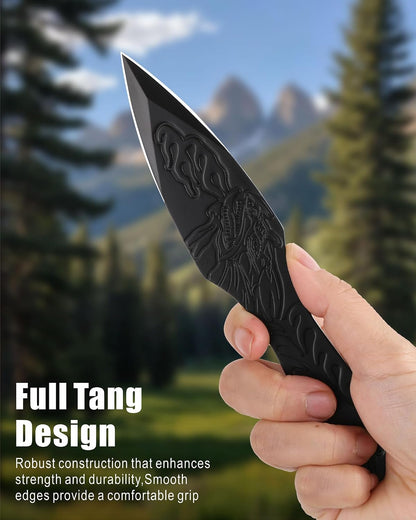 REAT Throwing Knives - 3 Piece, 7.5" 440 Stainless Steel with Full Tang Design, Includes Nylon Carrying Case for Safe Storage,Ninja Kunai Knives for Competition,Recreation,Gifts for Men,Women