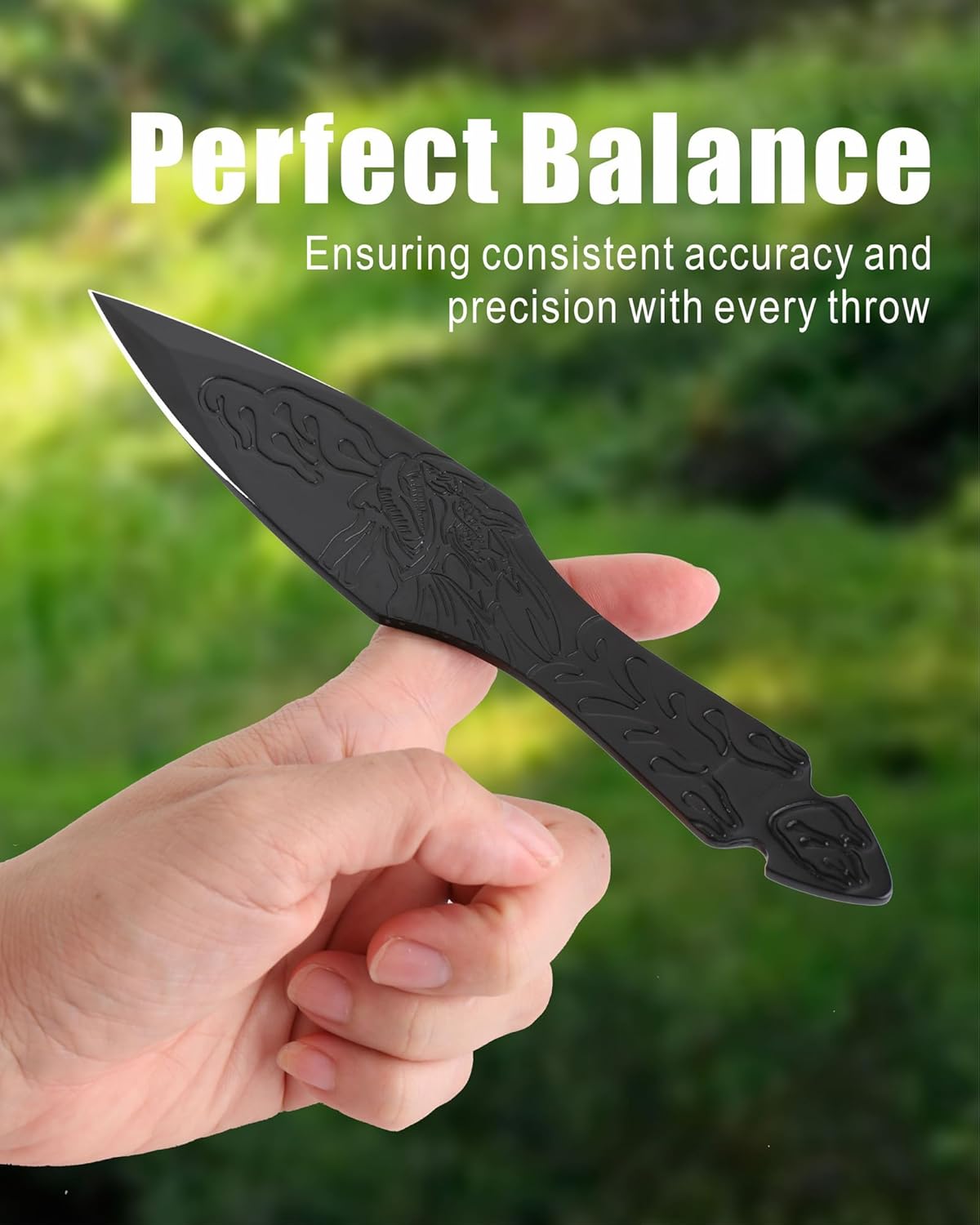 REAT Throwing Knives - 3 Piece, 7.5" 440 Stainless Steel with Full Tang Design, Includes Nylon Carrying Case for Safe Storage,Ninja Kunai Knives for Competition,Recreation,Gifts for Men,Women