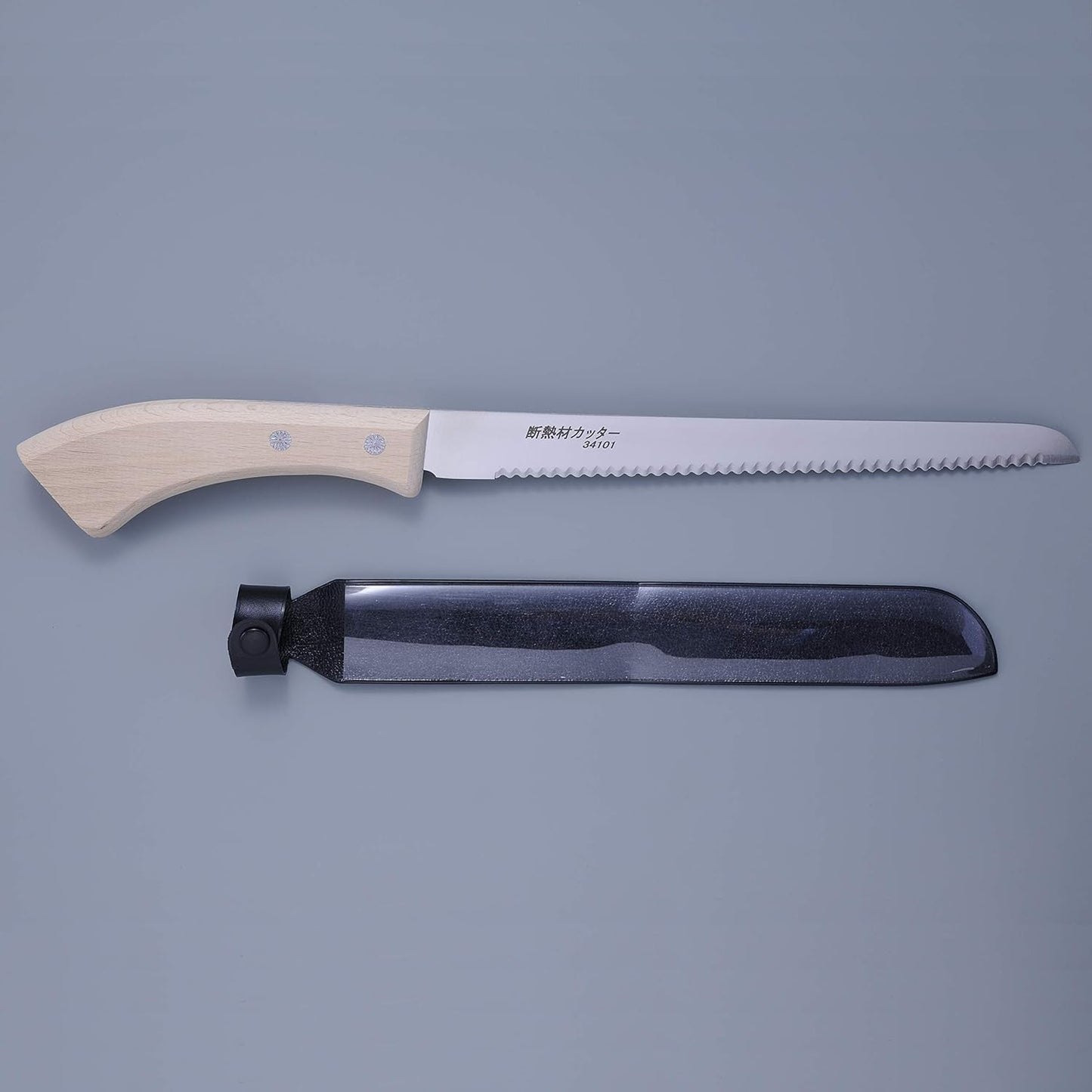 Large Insulation Knife Extra Long Cut 11", Japanese Stainless Steel Serrated Blade, Duct Knife Tool with Sheath for Insulation, Styrofoam, Polyurethane Foam, Made in JAPAN