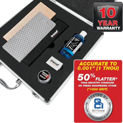 Trend Complete Diamond Sharpening Kit: Double-Sided Credit Card Stone & Mini Taper File w/Lapping Fluid, Cleaning Block, Instructional DVD & Guide, DWS/KIT/C