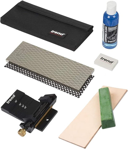 Trend Complete Diamond Sharpening Kit: Double-Sided Credit Card Stone & Mini Taper File w/Lapping Fluid, Cleaning Block, Instructional DVD & Guide, DWS/KIT/C