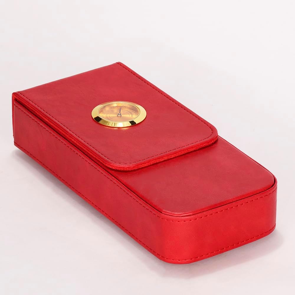 Leather Cigar Case -Thick cedar travel humidor, Cedar Wood Lined Cigar Humidor with Silver Stainless Steel Cutter