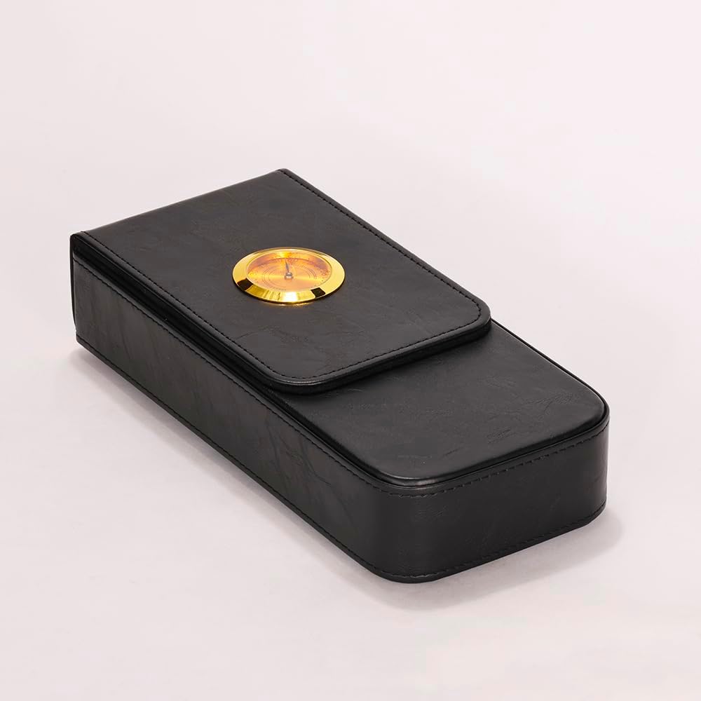 Leather Cigar Case -Thick cedar travel humidor, Cedar Wood Lined Cigar Humidor with Silver Stainless Steel Cutter