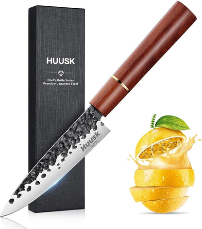 Huusk Kiritsuke Chef Knife - 9 Inch Japanese Kitchen Knife | Professional High Carbon Steel Sharp Sushi Knives with Ergonomic Rosewood Handle for Meat, Gift for Chef