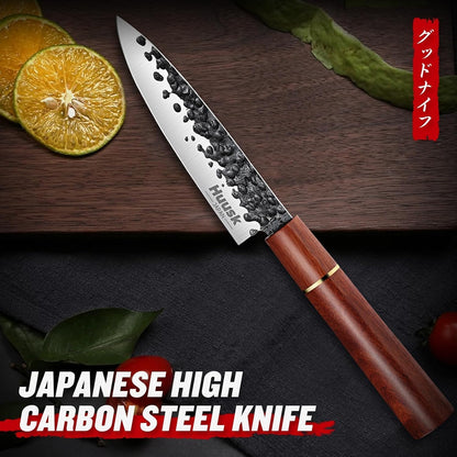 Huusk Kiritsuke Chef Knife - 9 Inch Japanese Kitchen Knife | Professional High Carbon Steel Sharp Sushi Knives with Ergonomic Rosewood Handle for Meat, Gift for Chef