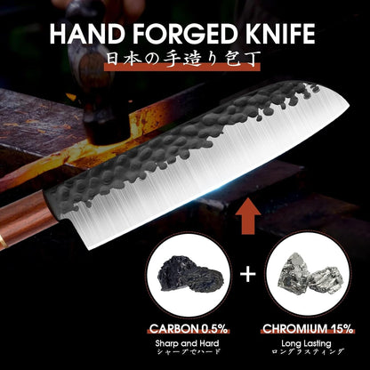 Huusk Kiritsuke Chef Knife - 9 Inch Japanese Kitchen Knife | Professional High Carbon Steel Sharp Sushi Knives with Ergonomic Rosewood Handle for Meat, Gift for Chef