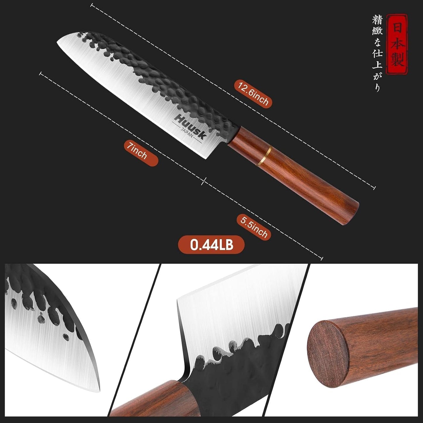 Huusk Kiritsuke Chef Knife - 9 Inch Japanese Kitchen Knife | Professional High Carbon Steel Sharp Sushi Knives with Ergonomic Rosewood Handle for Meat, Gift for Chef