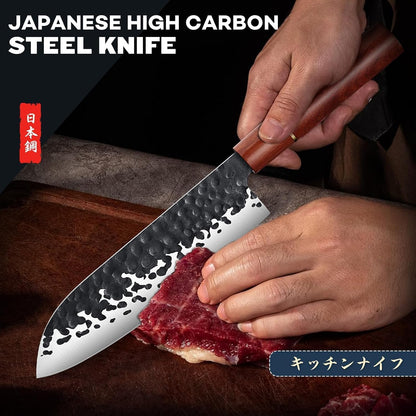 Huusk Kiritsuke Chef Knife - 9 Inch Japanese Kitchen Knife | Professional High Carbon Steel Sharp Sushi Knives with Ergonomic Rosewood Handle for Meat, Gift for Chef