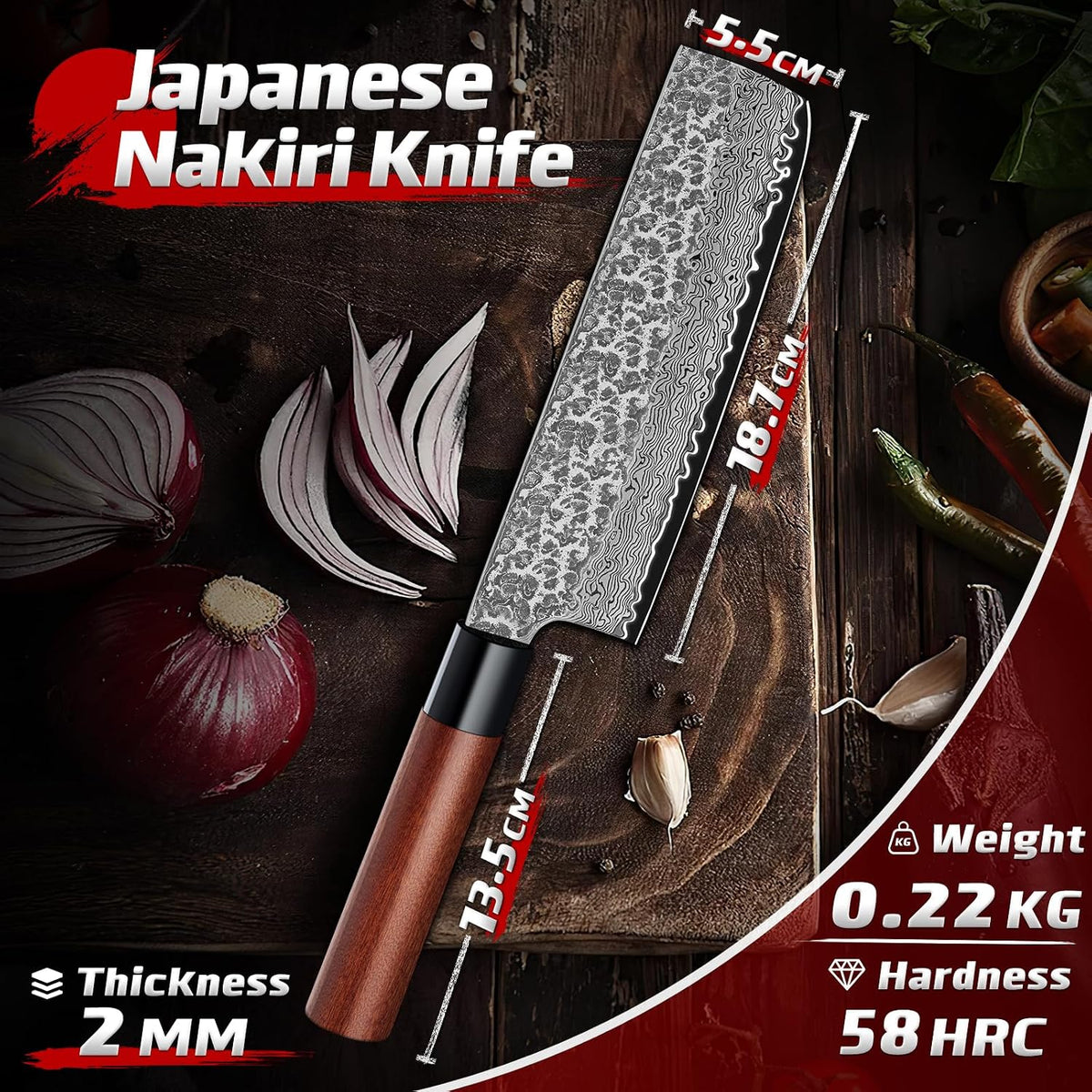 Huusk Kiritsuke Chef Knife - 9 Inch Japanese Kitchen Knife | Professional High Carbon Steel Sharp Sushi Knives with Ergonomic Rosewood Handle for Meat, Gift for Chef