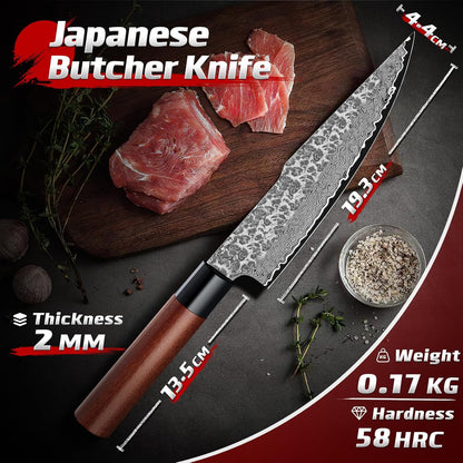 Huusk Kiritsuke Chef Knife - 9 Inch Japanese Kitchen Knife | Professional High Carbon Steel Sharp Sushi Knives with Ergonomic Rosewood Handle for Meat, Gift for Chef