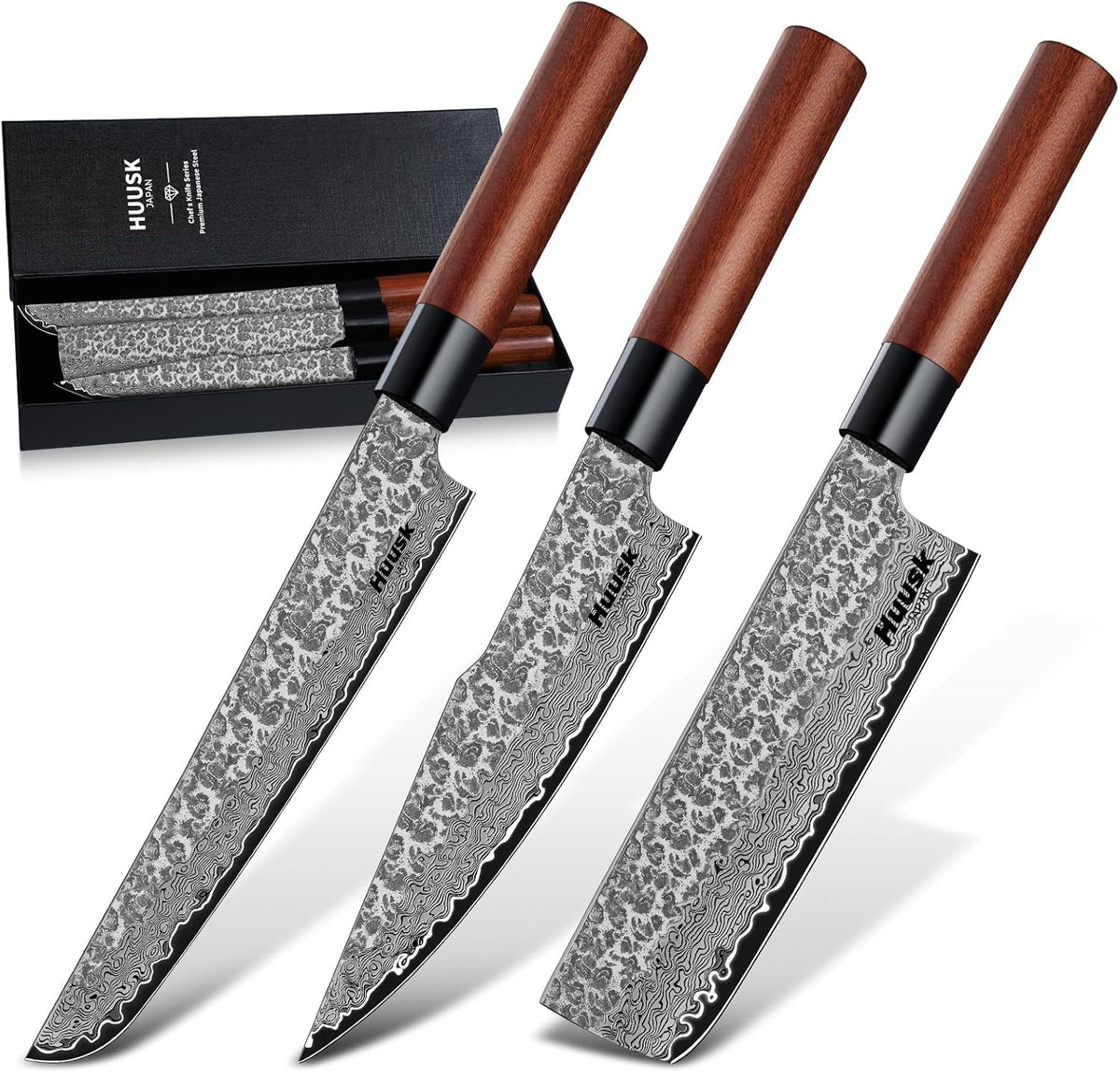 Huusk Kiritsuke Chef Knife - 9 Inch Japanese Kitchen Knife | Professional High Carbon Steel Sharp Sushi Knives with Ergonomic Rosewood Handle for Meat, Gift for Chef