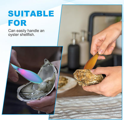 2 Pcs Stainless Steel Oyster Shucking Knife, Oyster Shucking Shell Opener Knife Non-Slip for Shellfish Opening Seafood Restaurants Home Use, Colorful Red