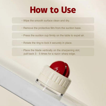 Knife Sharpener | Portable Rapid Knife Sharpener & (with Suction Base) | for Knives, Scissors, Cleavers & Outdoor Tools | Sharpener (Non-Slip) (Red)