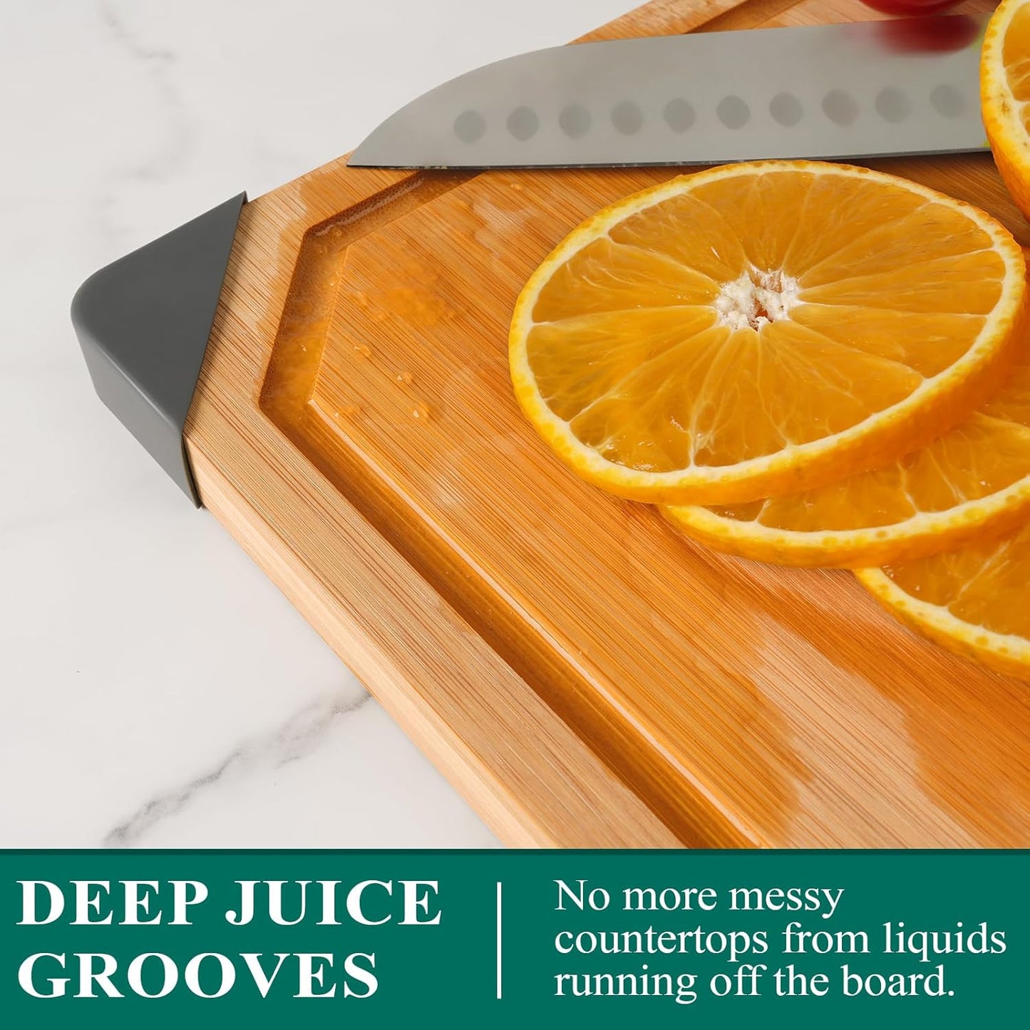 Bamboo Cutting Board, 20" Wood Cutting Boards for Kitchen with Non-slip Rubber Feet Wooden Chopping Board for Meat and Vegetables, XXL
