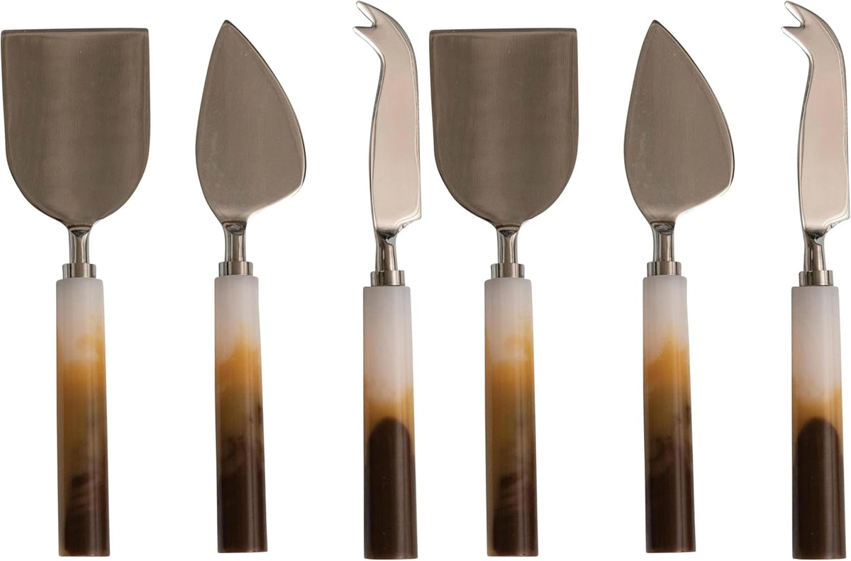 Stainless Steel and Resin Cheese Knives, Multicolor