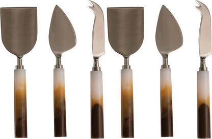 Stainless Steel and Resin Cheese Knives, Multicolor