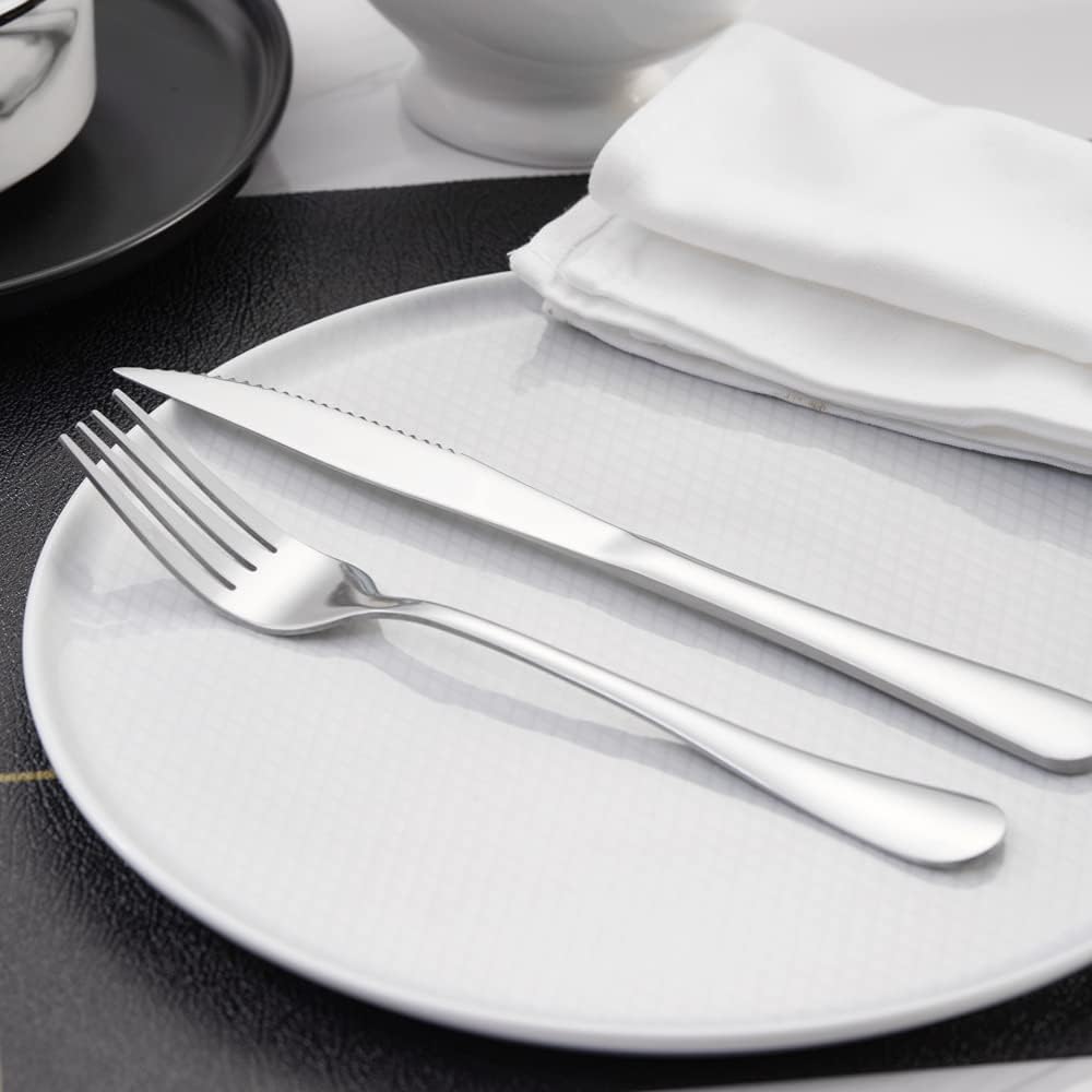 12-Piece Gold Steak Knives Set, Stainless Steel | Serrated, Dishwasher Safe, Dinner Knives