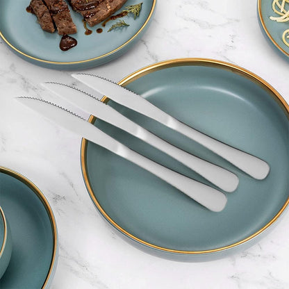 12-Piece Gold Steak Knives Set, Stainless Steel | Serrated, Dishwasher Safe, Dinner Knives