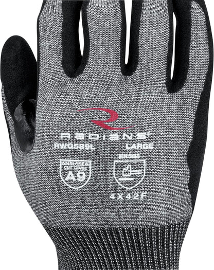 Unisex Touchscreen Cut Level A9 Sandy Foam Nitrile Coated Cut Resistant Work Glove - Gray Shell/Black Palm, Standard Size M