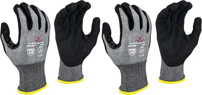 Unisex Touchscreen Cut Level A9 Sandy Foam Nitrile Coated Cut Resistant Work Glove - Gray Shell/Black Palm, Standard Size M