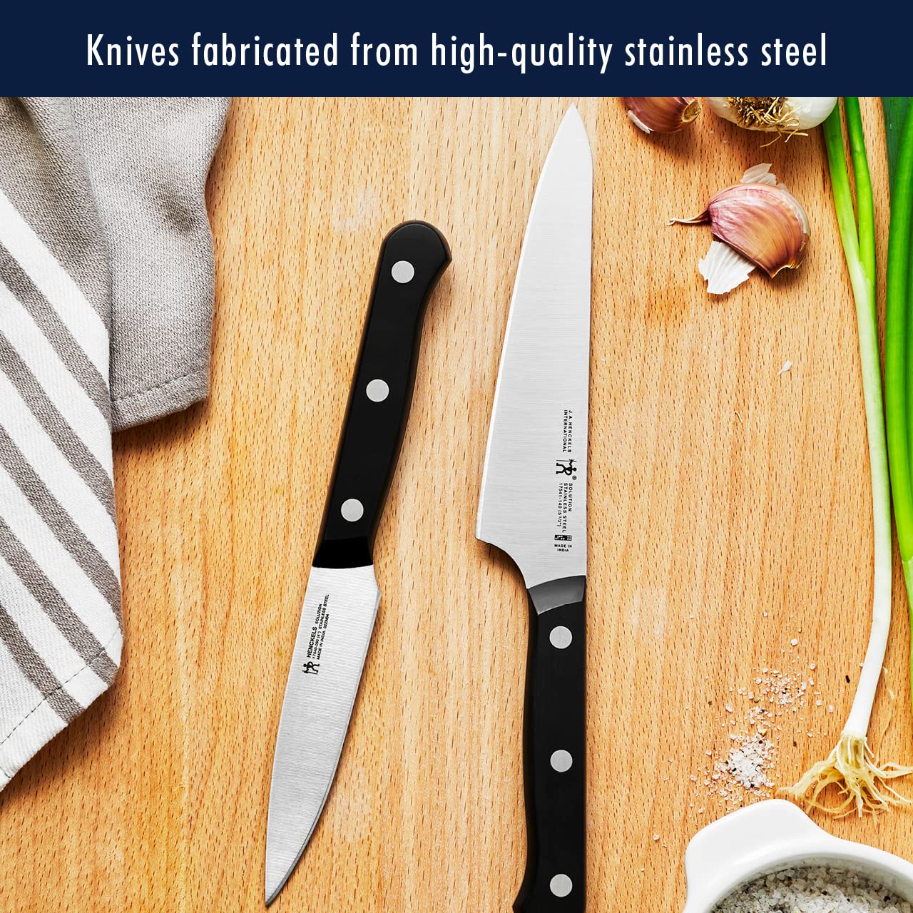 Solution 10-Pc Knife Set, Razor-Sharp, German Engineered, Brown | Informed by 100+ Years of Mastery. Dishwasher Safe, Durable Blade, Single Piece Precision Stamped Blade Construction.