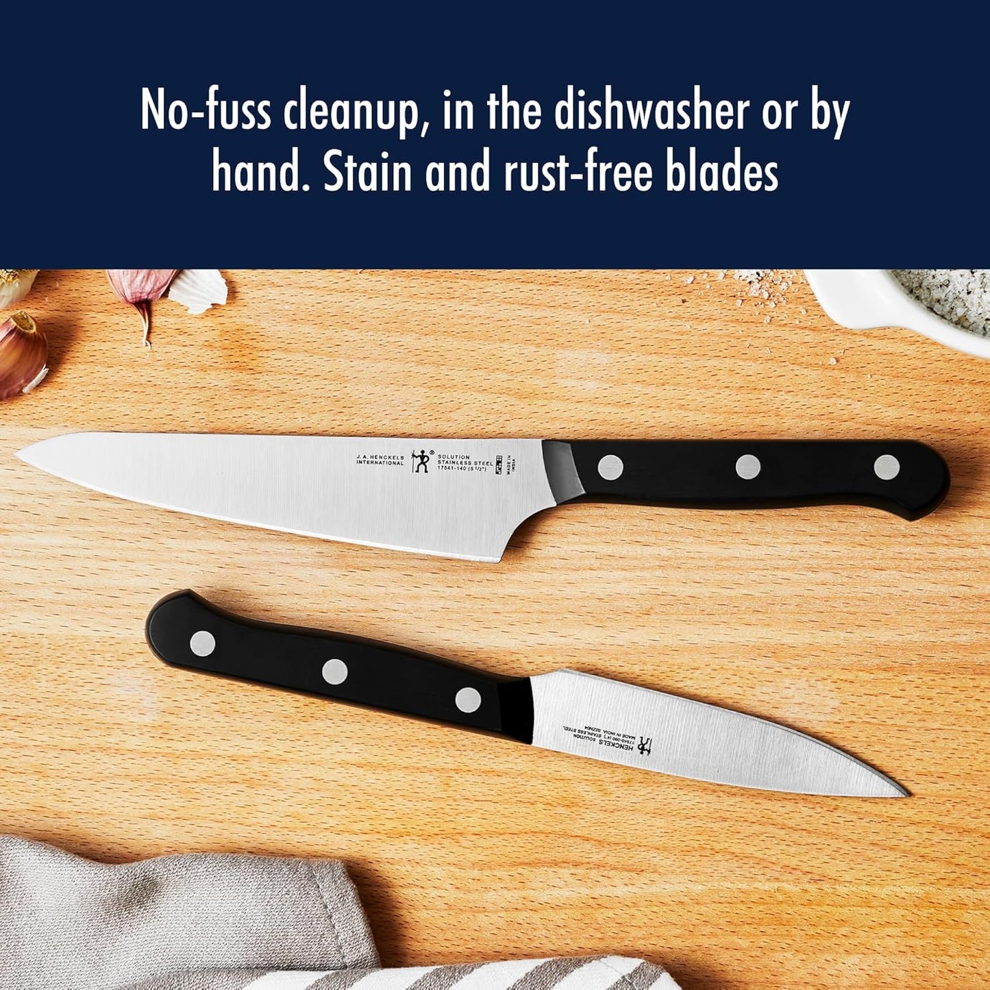 Solution 10-Pc Knife Set, Razor-Sharp, German Engineered, Brown | Informed by 100+ Years of Mastery. Dishwasher Safe, Durable Blade, Single Piece Precision Stamped Blade Construction.