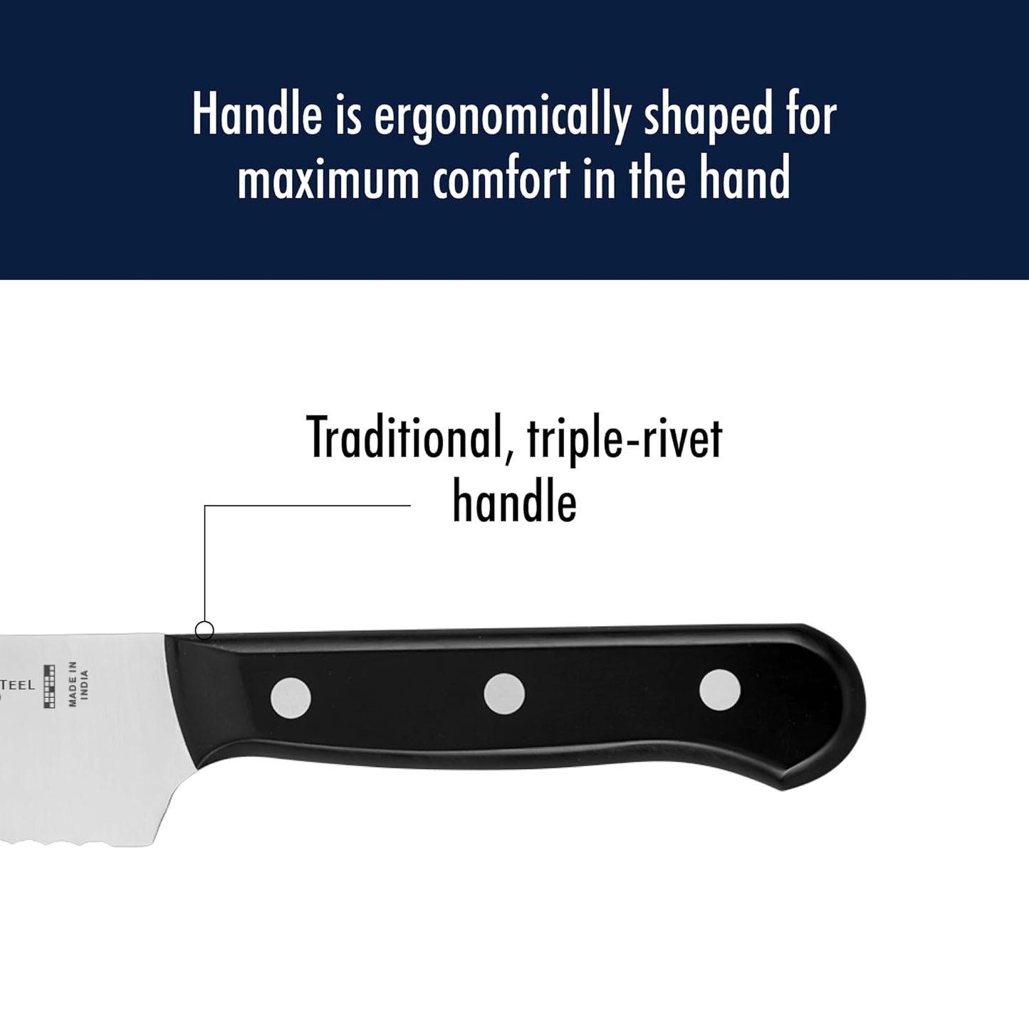 Solution 10-Pc Knife Set, Razor-Sharp, German Engineered, Brown | Informed by 100+ Years of Mastery. Dishwasher Safe, Durable Blade, Single Piece Precision Stamped Blade Construction.