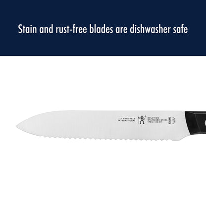 Solution 10-Pc Knife Set, Razor-Sharp, German Engineered, Brown | Informed by 100+ Years of Mastery. Dishwasher Safe, Durable Blade, Single Piece Precision Stamped Blade Construction.