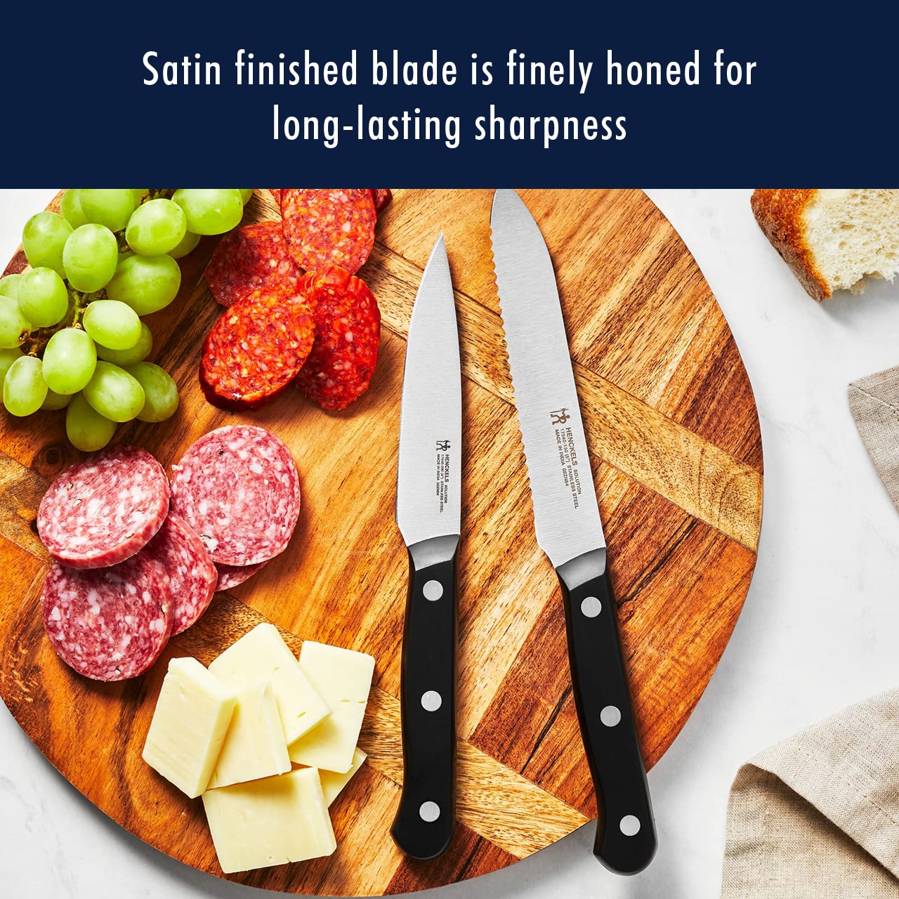Solution 10-Pc Knife Set, Razor-Sharp, German Engineered, Brown | Informed by 100+ Years of Mastery. Dishwasher Safe, Durable Blade, Single Piece Precision Stamped Blade Construction.