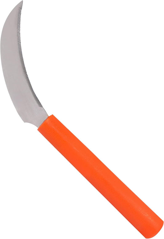 K206P Stainless Steel Sickle, A+ Grade, Plastic Handle, 4.3-Inch Blade , Orange