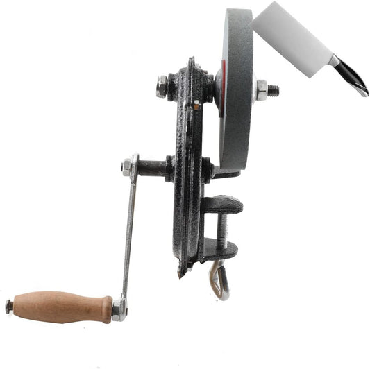Hand-cranking Knife Sharpener for Hunting, Heavy Duty Knife Sharpener System Bearing Type 6 Inches DIY Polishing Machine Tool Grinder Marble Polishing Wheel