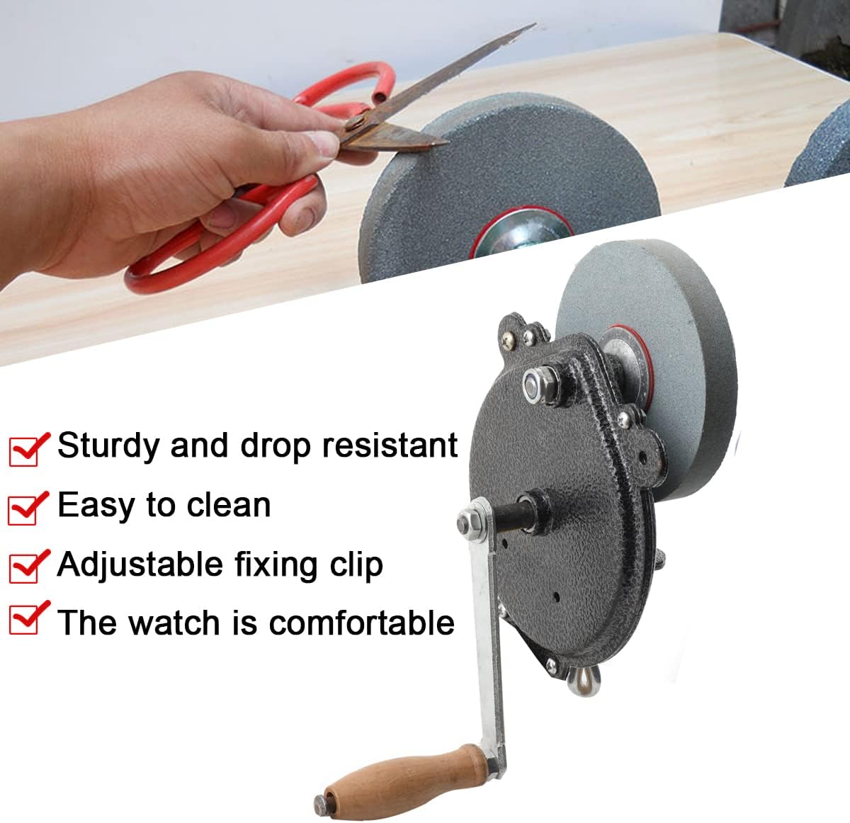 Hand-cranking Knife Sharpener for Hunting, Heavy Duty Knife Sharpener System Bearing Type 6 Inches DIY Polishing Machine Tool Grinder Marble Polishing Wheel