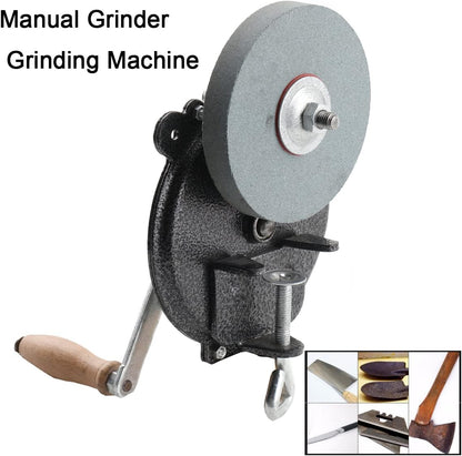Hand-cranking Knife Sharpener for Hunting, Heavy Duty Knife Sharpener System Bearing Type 6 Inches DIY Polishing Machine Tool Grinder Marble Polishing Wheel