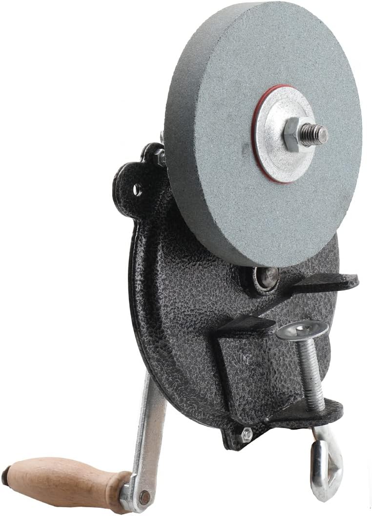 Hand-cranking Knife Sharpener for Hunting, Heavy Duty Knife Sharpener System Bearing Type 6 Inches DIY Polishing Machine Tool Grinder Marble Polishing Wheel