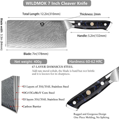 Damascus Boning Knife, 7 inch Super Sharp Fillet Knife, Japanese Damascus Steel, Full Tang Resin Handle, Includes Gift Box