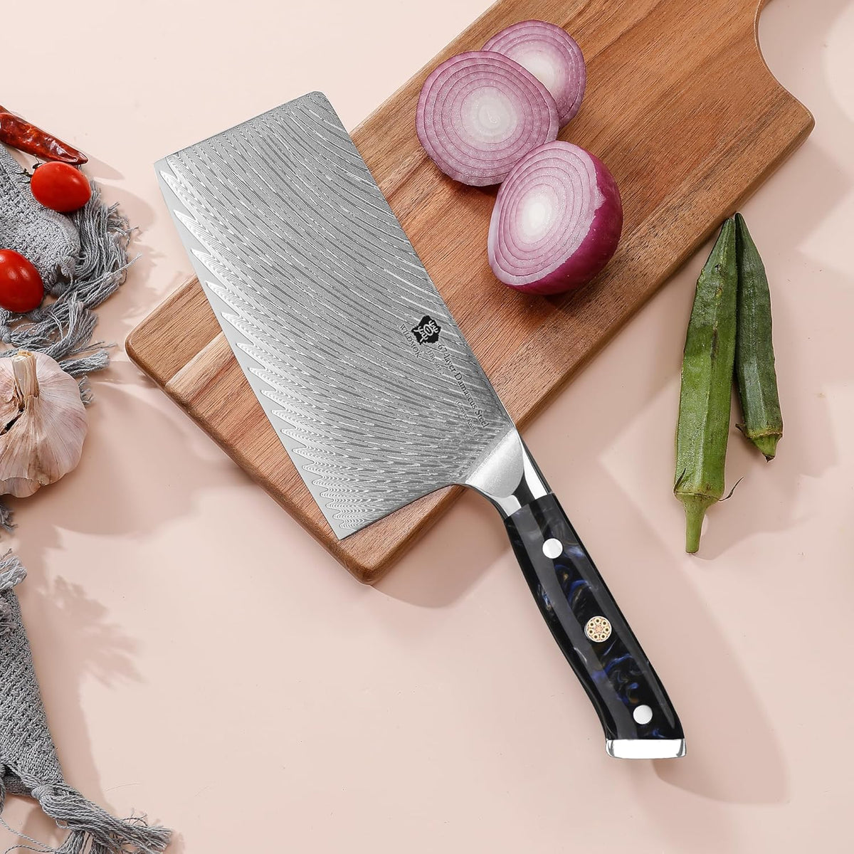 Damascus Boning Knife, 7 inch Super Sharp Fillet Knife, Japanese Damascus Steel, Full Tang Resin Handle, Includes Gift Box