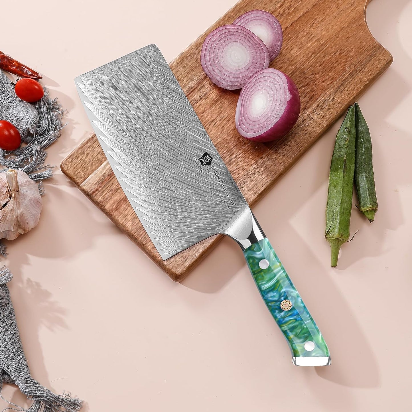 Damascus Boning Knife, 7 inch Super Sharp Fillet Knife, Japanese Damascus Steel, Full Tang Resin Handle, Includes Gift Box