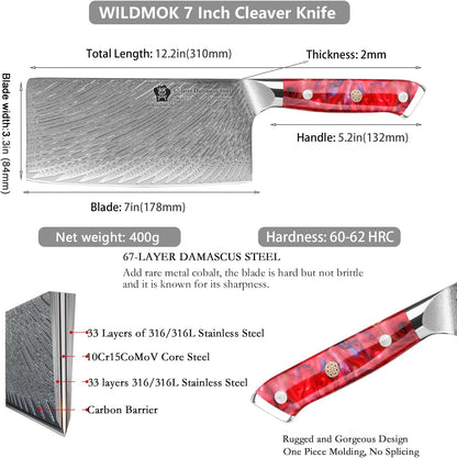 Damascus Boning Knife, 7 inch Super Sharp Fillet Knife, Japanese Damascus Steel, Full Tang Resin Handle, Includes Gift Box