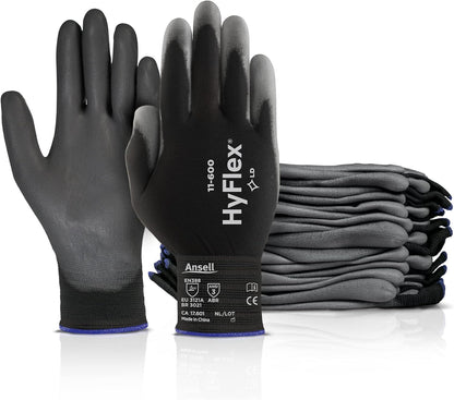 HYFLEX 11-600 Light Duty Nylon Industrial Gloves w/Palm Coating for Metal Fabrication
