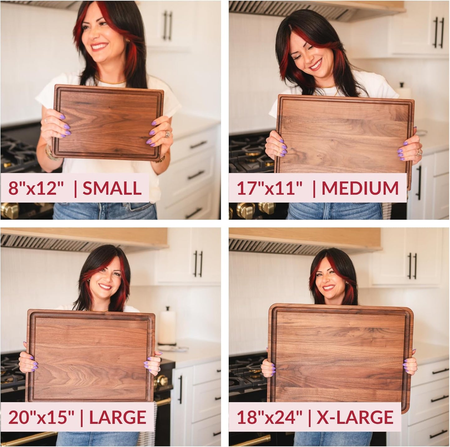 Made in USA Black Walnut Wood Cutting Board - Butcher Block Wooden Carving Board with Juice Well made from Sustainable Hardwood (17x11)
