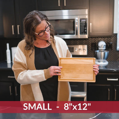 Made in USA Black Walnut Wood Cutting Board - Butcher Block Wooden Carving Board with Juice Well made from Sustainable Hardwood (17x11)