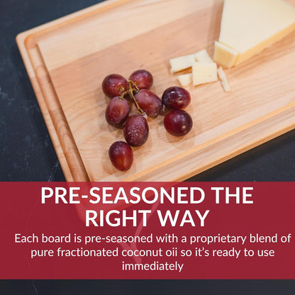Made in USA Black Walnut Wood Cutting Board - Butcher Block Wooden Carving Board with Juice Well made from Sustainable Hardwood (17x11)