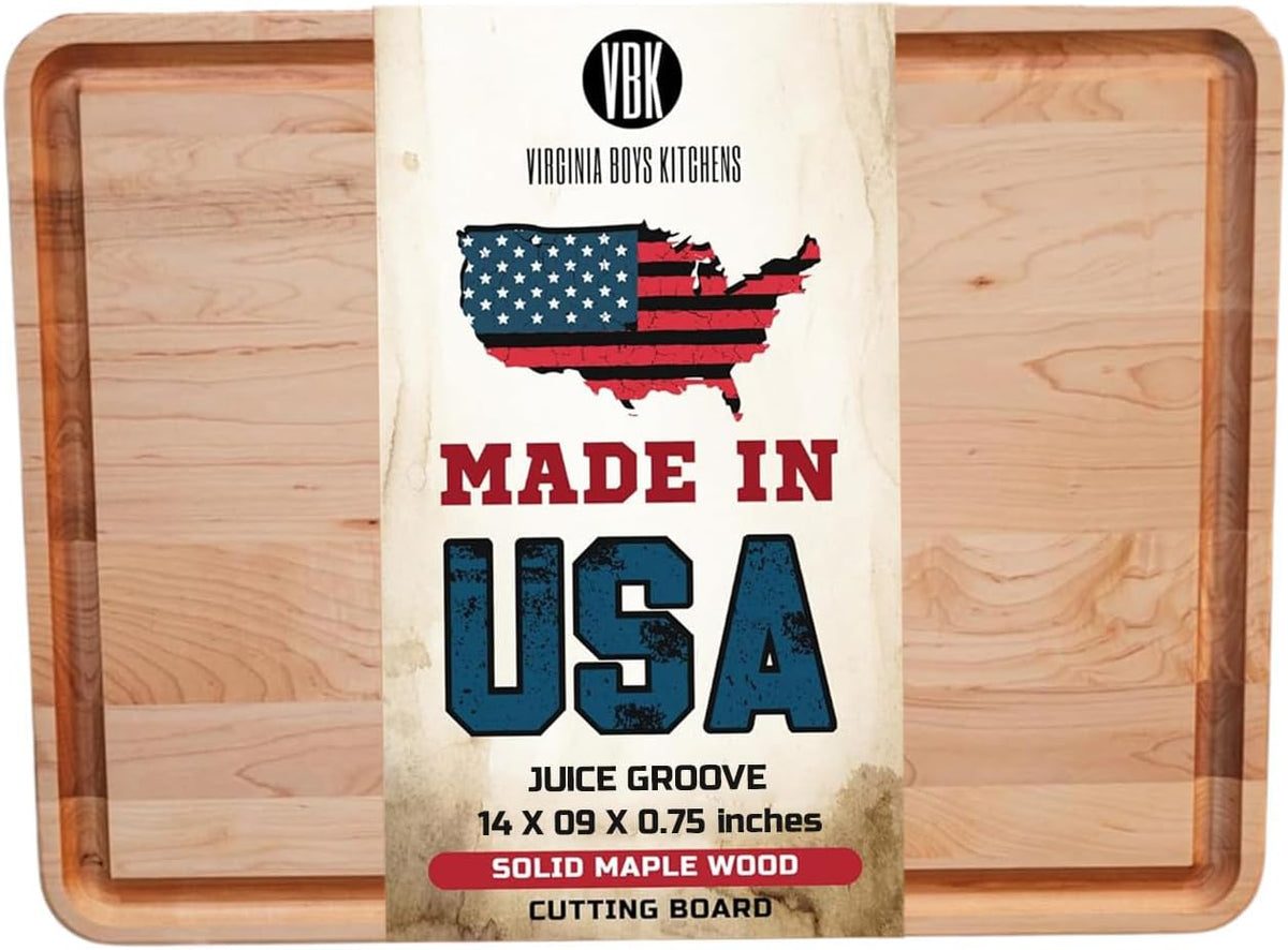 Made in USA Black Walnut Wood Cutting Board - Butcher Block Wooden Carving Board with Juice Well made from Sustainable Hardwood (17x11)